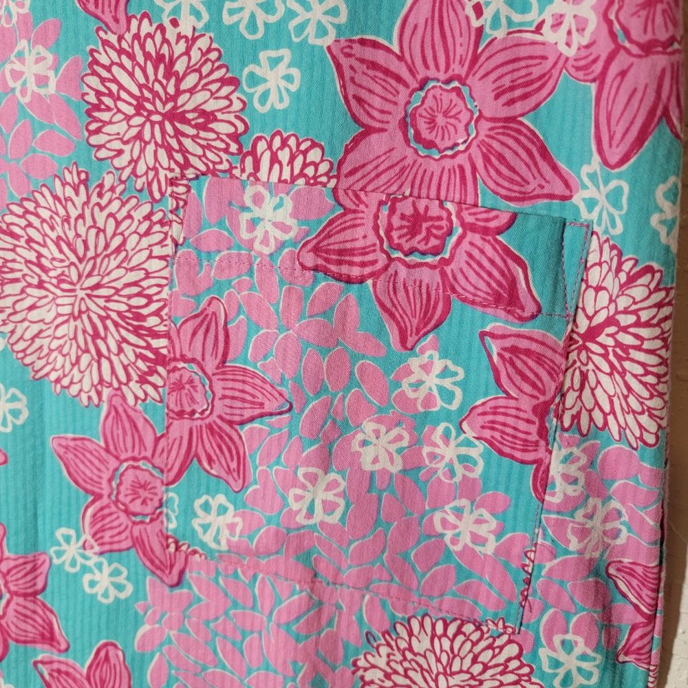Vintage Lilly Pulitzer Size 8 Pink and Blue Floral Print Shift Dress Cotton - Picture 6 of 9